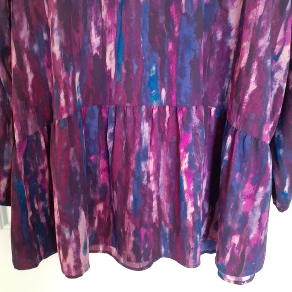 NEW LOGO Stretch Woven Button Front Blouse Purple Blue Size 2X - Picture 7 of 11